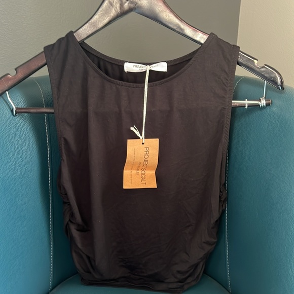 Project Social T Wyatt Ruched Side Tank in Black - Picture 5 of 5